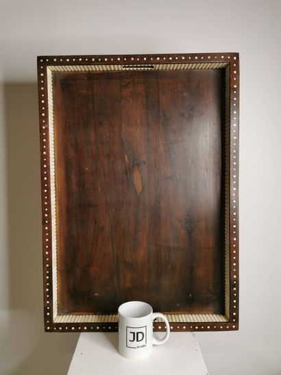 Large rectangular colonial tray in bone and...