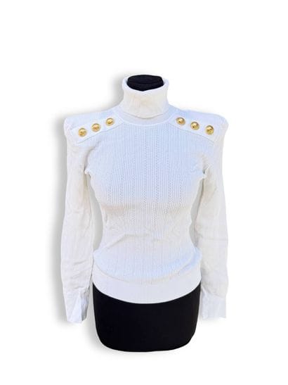 BALMAIN
White sweater with buttons and epaulets...