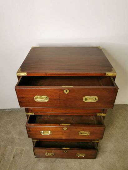 Small marine chest of drawers in solid mahogany...