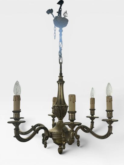 Set including a modern six-light gilt bronze...