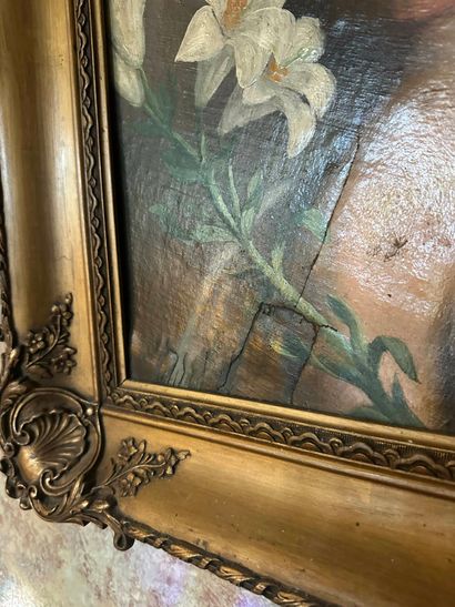 Nineteenth century school.
Three putti.
Oil...