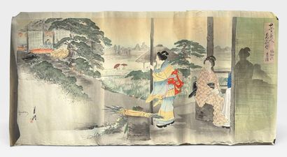 Lot of 7 Japanese prints including :
-A print...