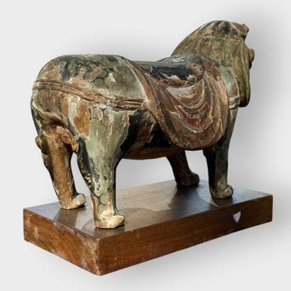 Carved polychrome wooden subject representing...