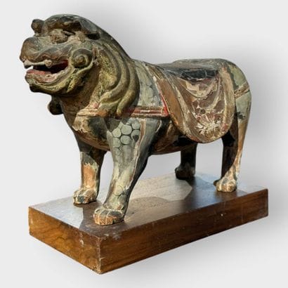 Carved polychrome wooden subject representing...
