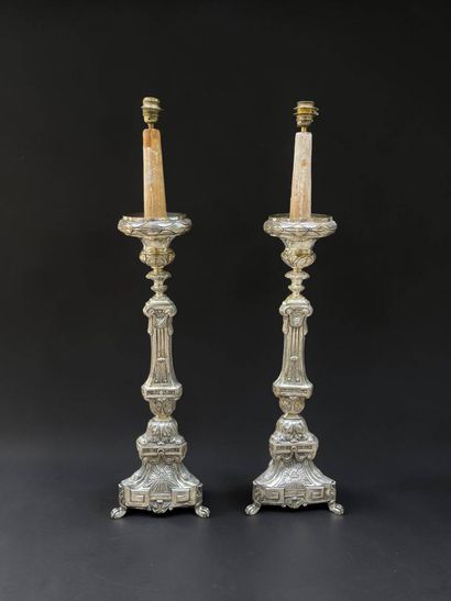 Pair of large silver-plated bronze spearheads
Louis...