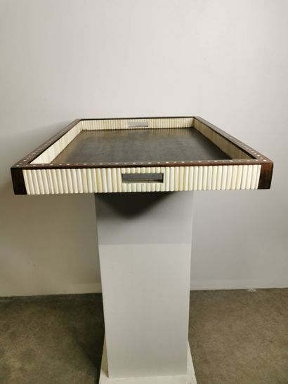 Large rectangular colonial tray in bone and...