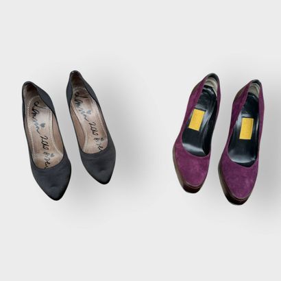 LANVIN 
Pair of purple pumps T38, and a pair...