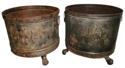 Pair of zinc, iron and cast-iron orange tree...