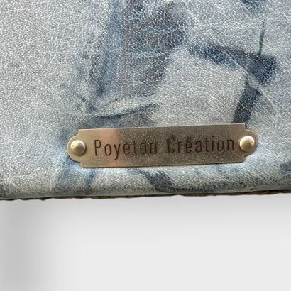 Franck POYETON 
Set of 6 blue and green wood...