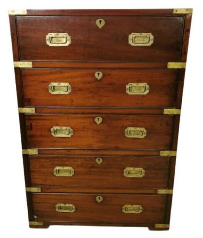 Small marine chest of drawers in solid mahogany...