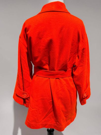 HERMÈS
Carmine cashmere cross-buttoned coat...