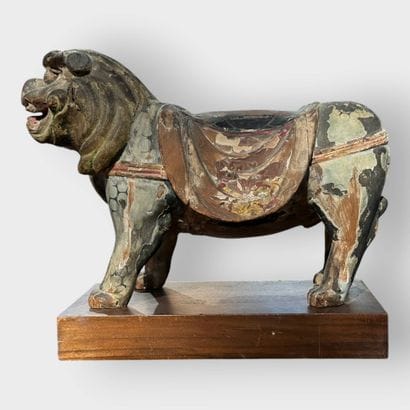 Carved polychrome wooden subject representing...