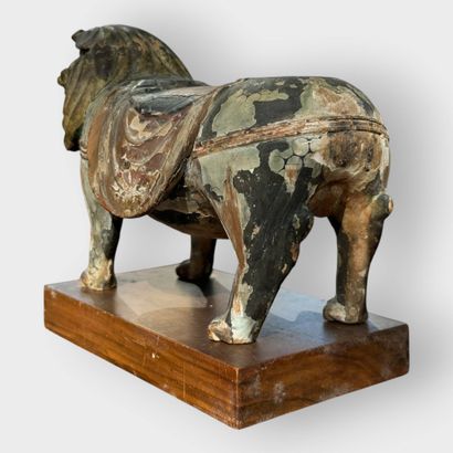 Carved polychrome wooden subject representing...