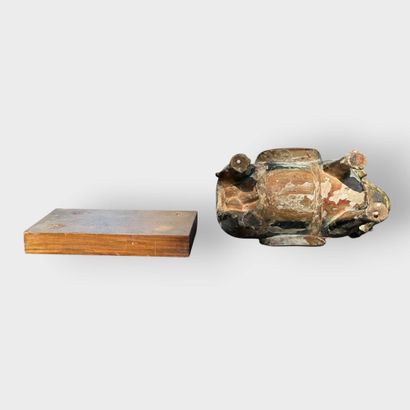 Carved polychrome wooden subject representing...