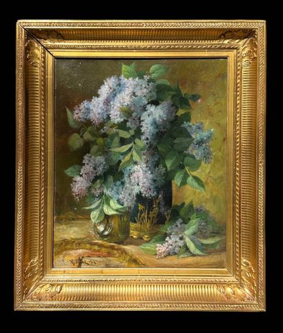 R. PICAR ?
Still life with blue hydrangeas...