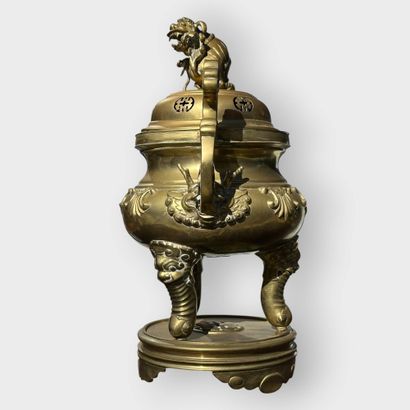 Tripod perfume burner in gilded metal alloy,...