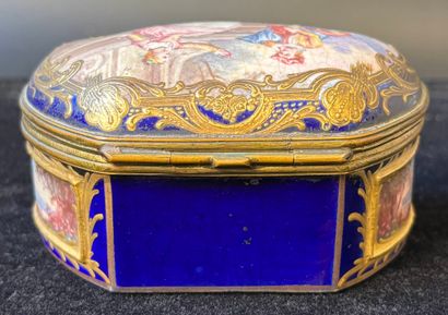 Small painted earthenware jewelry box decorated...