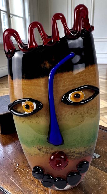 MURANO
Large beige modernist vase decorated...