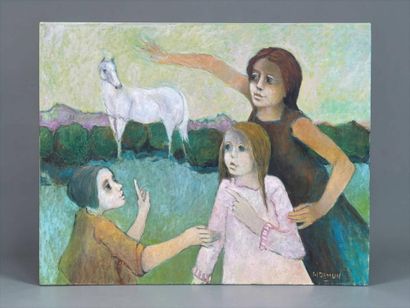 Guy DEMUN (1938)
Three children and a white...