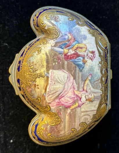 Small painted earthenware jewelry box decorated...