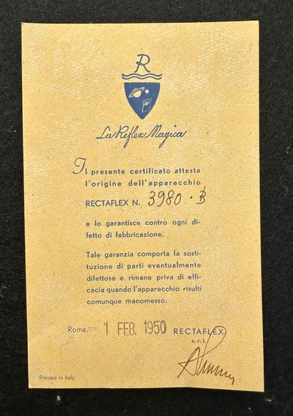 RECTAFLEX (Italy)
Camera N°3980 B. Lens Pierre...