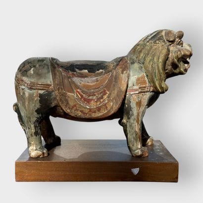Carved polychrome wooden subject representing...