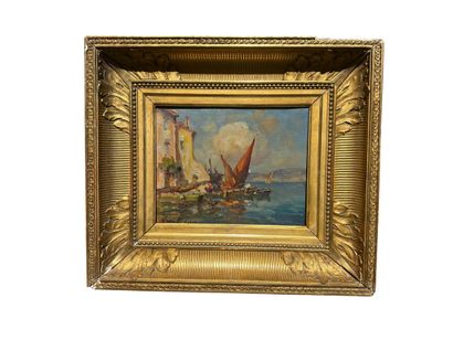 Merio AMEGLIO (1897-1970)
Boats on the coast.
Oil...