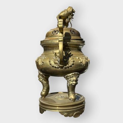 Tripod perfume burner in gilded metal alloy,...