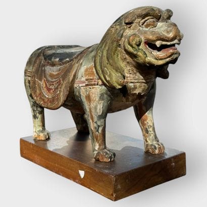 Carved polychrome wooden subject representing...