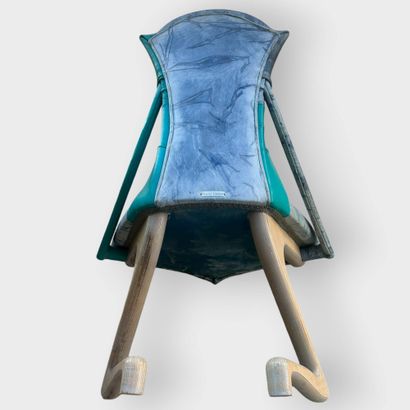 Franck POYETON
Set of 6 blue and green wood...