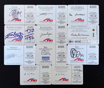Lot comprenant 11 télécartes signées par...