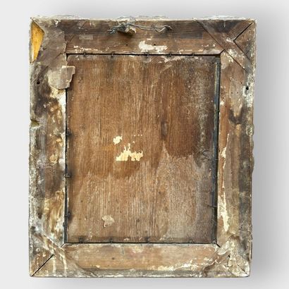 Miroir à parecloses en bois sculpté et doré,...
