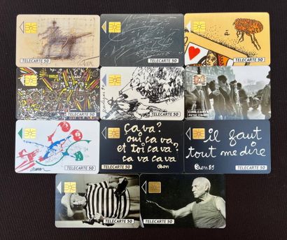 Lot comprenant 11 télécartes signées par...