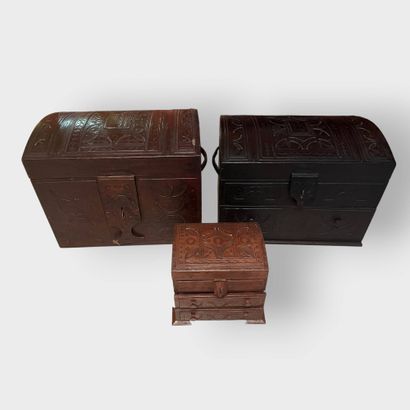 NORTH AFRICA probably
Set of three leather-covered...