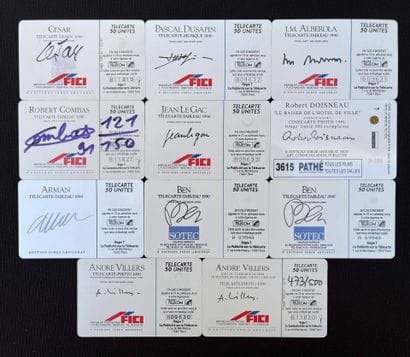 Lot consisting of 11 phone cards signed by...