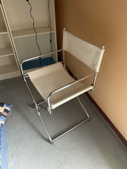 Chair made of chrome-plated tubing and white...