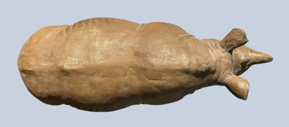 Resin or fiberglass rhinoceros with a patina...