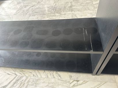 Pair of 3-tiered, slanted bookcases or room...