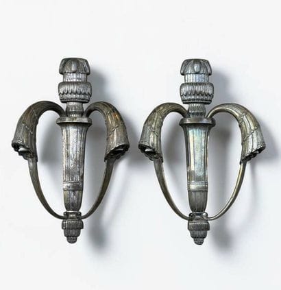 SIMONET FRÈRES 
Pair of two-light wall sconces...