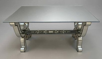 Mirrored coffee table in the style of Serge...