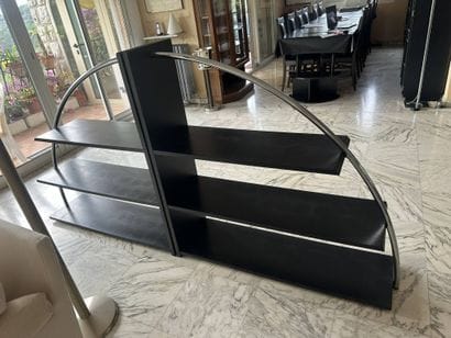 Pair of 3-tiered, slanted bookcases or room...