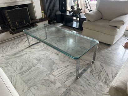 Rectangular coffee table with rounded corners,...