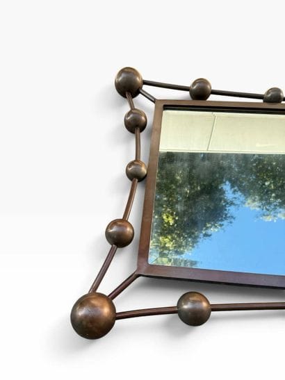 Large mirror made of patinated metal with...