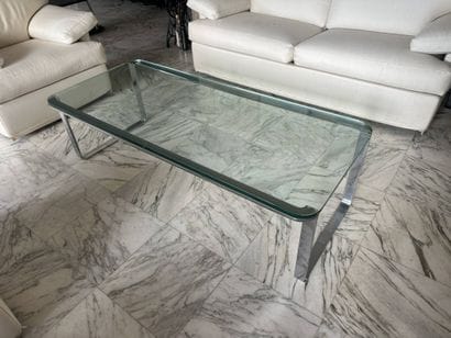 Rectangular coffee table with rounded corners,...
