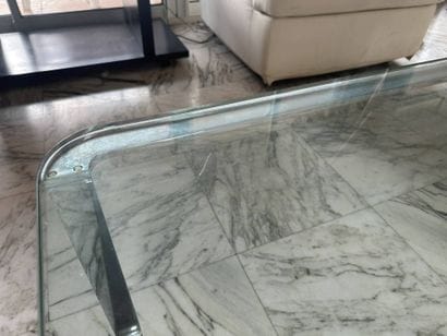Rectangular coffee table with rounded corners,...
