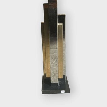 REGENCY-STYLE, 
A pair of brass lamps shaped...