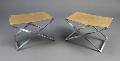 Poul KJAERHOLM (1929–1980)
Pair of PK91 stools,...