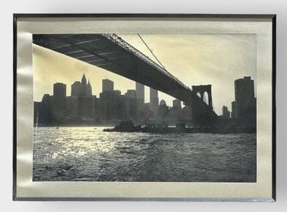 View of the Twin Towers from under the Brooklyn...