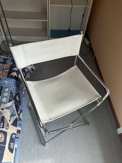 Chair made of chrome-plated tubing and white...