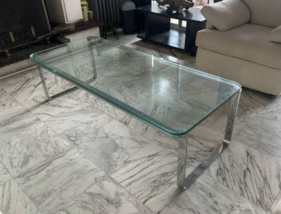 Rectangular coffee table with rounded corners,...